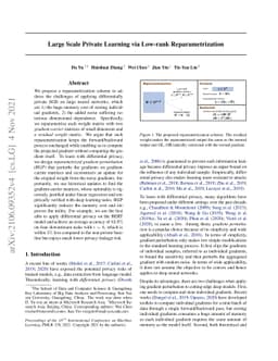 Large Scale Private Learning via Low-rank Reparametrization