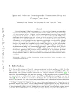 Quantized Federated Learning under Transmission Delay and Outage
  Constraints
