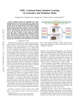 CRIL: Continual Robot Imitation Learning via Generative and Prediction
  Model