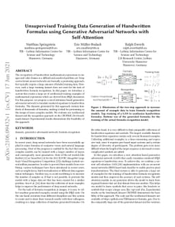 Unsupervised Training Data Generation of Handwritten Formulas using
  Generative Adversarial Networks with Self-Attention
