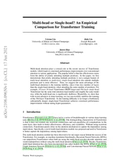 Multi-head or Single-head? An Empirical Comparison for Transformer
  Training