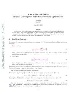 A Short Note of PAGE: Optimal Convergence Rates for Nonconvex
  Optimization