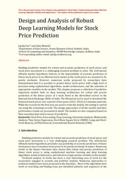 Design and Analysis of Robust Deep Learning Models for Stock Price
  Prediction