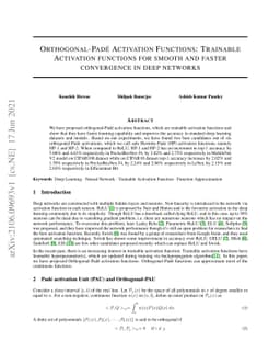 Orthogonal-Padé Activation Functions: Trainable Activation functions
  for smooth and faster convergence in deep networks