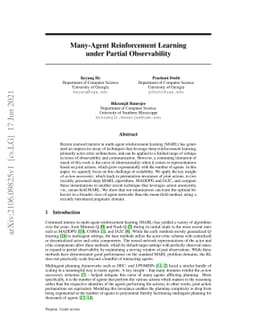 Many Agent Reinforcement Learning Under Partial Observability