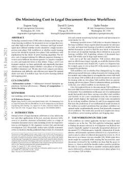 On Minimizing Cost in Legal Document Review Workflows
