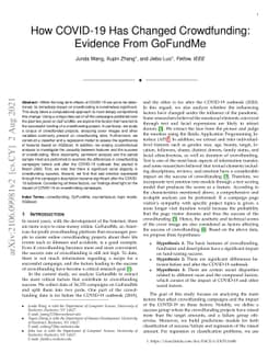 How COVID-19 Has Changed Crowdfunding: Evidence From GoFundMe