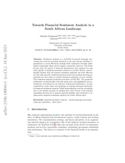 Towards Financial Sentiment Analysis in a South African Landscape