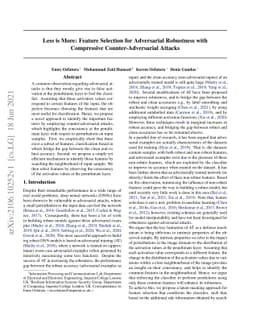 Less is More: Feature Selection for Adversarial Robustness with
  Compressive Counter-Adversarial Attacks