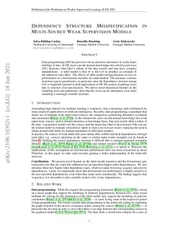 Dependency Structure Misspecification in Multi-Source Weak Supervision
  Models