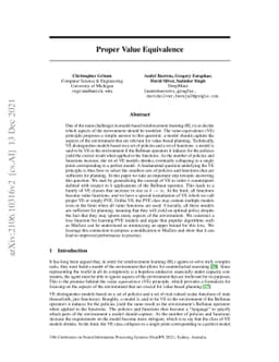 Proper Value Equivalence