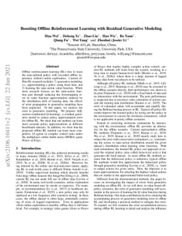 Boosting Offline Reinforcement Learning with Residual Generative
  Modeling