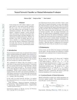 Neural Network Classifier as Mutual Information Evaluator