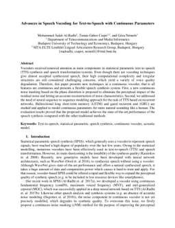 Advances in Speech Vocoding for Text-to-Speech with Continuous
  Parameters