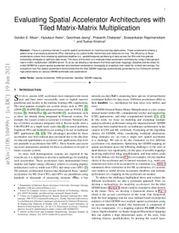 Evaluating Spatial Accelerator Architectures with Tiled Matrix-Matrix
  Multiplication