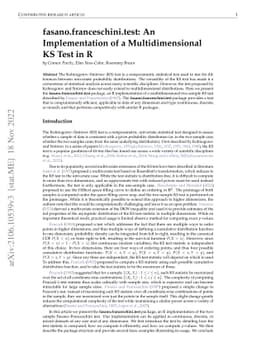 fasano.franceschini.test: An Implementation of a Multidimensional KS
  Test in R
