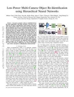 Low-Power Multi-Camera Object Re-Identification using Hierarchical
  Neural Networks
