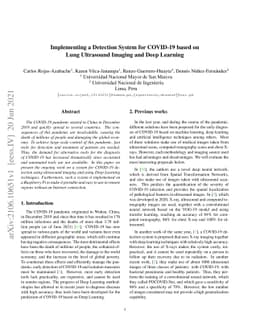 Implementing a Detection System for COVID-19 based on Lung Ultrasound
  Imaging and Deep Learning