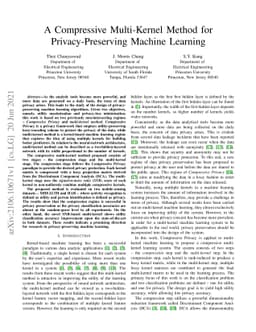 A compressive multi-kernel method for privacy-preserving machine
  learning