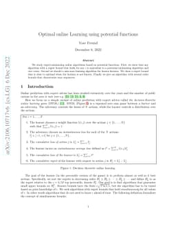 Optimal Online Learning using Potential Functions