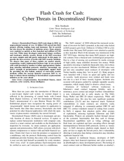 Flash Crash for Cash: Cyber Threats in Decentralized Finance