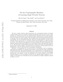 On the Cryptographic Hardness of Learning Single Periodic Neurons