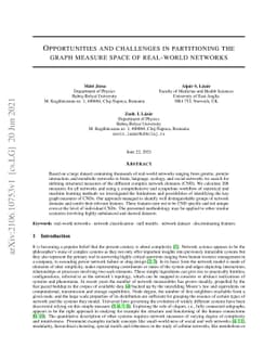 Opportunities and challenges in partitioning the graph measure space of
  real-world networks
