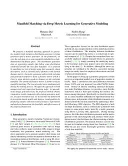 Manifold Matching via Deep Metric Learning for Generative Modeling