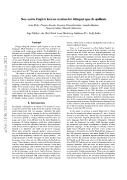 Non-native English lexicon creation for bilingual speech synthesis