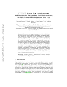 STEP-EZ: Syntax Tree guided semantic ExPlanation for Explainable
  Zero-shot modeling of clinical depression symptoms from text
