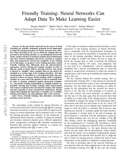 Friendly Training: Neural Networks Can Adapt Data To Make Learning
  Easier