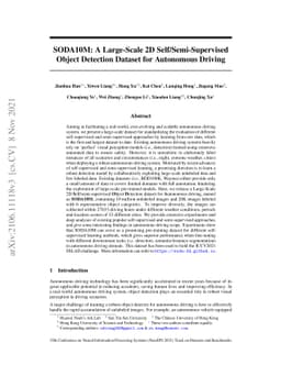 SODA10M: A Large-Scale 2D Self/Semi-Supervised Object Detection Dataset
  for Autonomous Driving