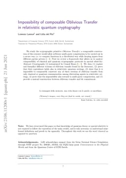 Impossibility of composable Oblivious Transfer in relativistic quantum
  cryptography