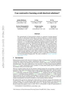 Can contrastive learning avoid shortcut solutions?
