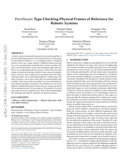 PHYSFRAME: Type Checking Physical Frames of Reference for Robotic
  Systems