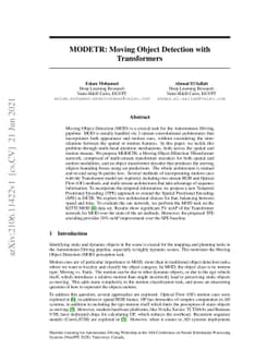 MODETR: Moving Object Detection with Transformers