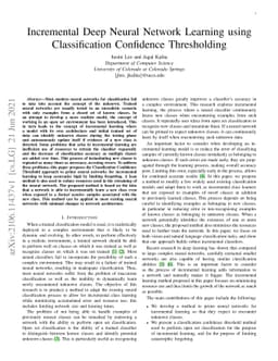 Incremental Deep Neural Network Learning using Classification Confidence
  Thresholding