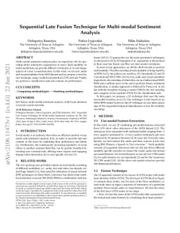 Sequential Late Fusion Technique for Multi-modal Sentiment Analysis