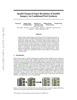 Spatial-Temporal Super-Resolution of Satellite Imagery via Conditional
  Pixel Synthesis