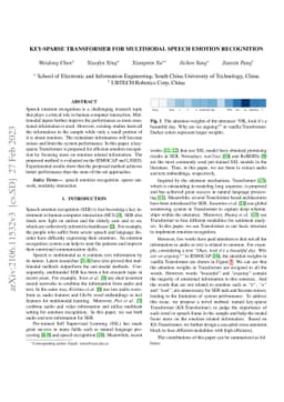 Key-Sparse Transformer for Multimodal Speech Emotion Recognition