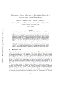 Discrepancy-based Inference for Intractable Generative Models using
  Quasi-Monte Carlo