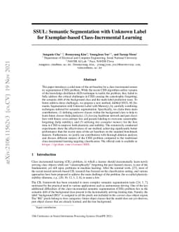 SSUL: Semantic Segmentation with Unknown Label for Exemplar-based
  Class-Incremental Learning