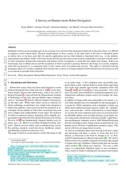 A Survey on Human-aware Robot Navigation