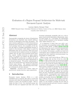 Evaluation of a Region Proposal Architecture for Multi-task Document
  Layout Analysis