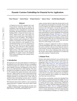 Dynamic Customer Embeddings for Financial Service Applications