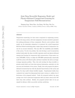 Joint Deep Reversible Regression Model and Physics-Informed Unsupervised
  Learning for Temperature Field Reconstruction