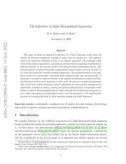 Inference in High-dimensional Linear Regression