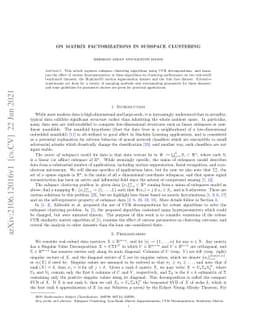 On Matrix Factorizations in Subspace Clustering