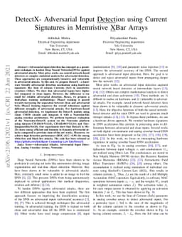 DetectX -- Adversarial Input Detection using Current Signatures in
  Memristive XBar Arrays