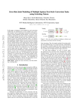Zero-Shot Joint Modeling of Multiple Spoken-Text-Style Conversion Tasks
  using Switching Tokens